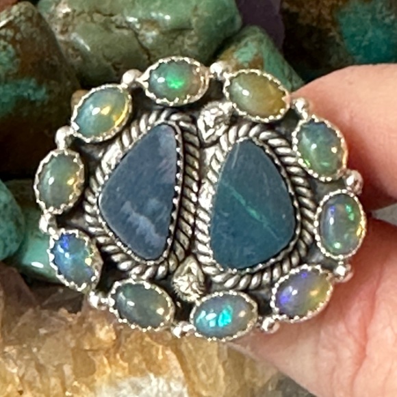 Opal East to West adjustable sterling silver ring - Picture 5 of 6